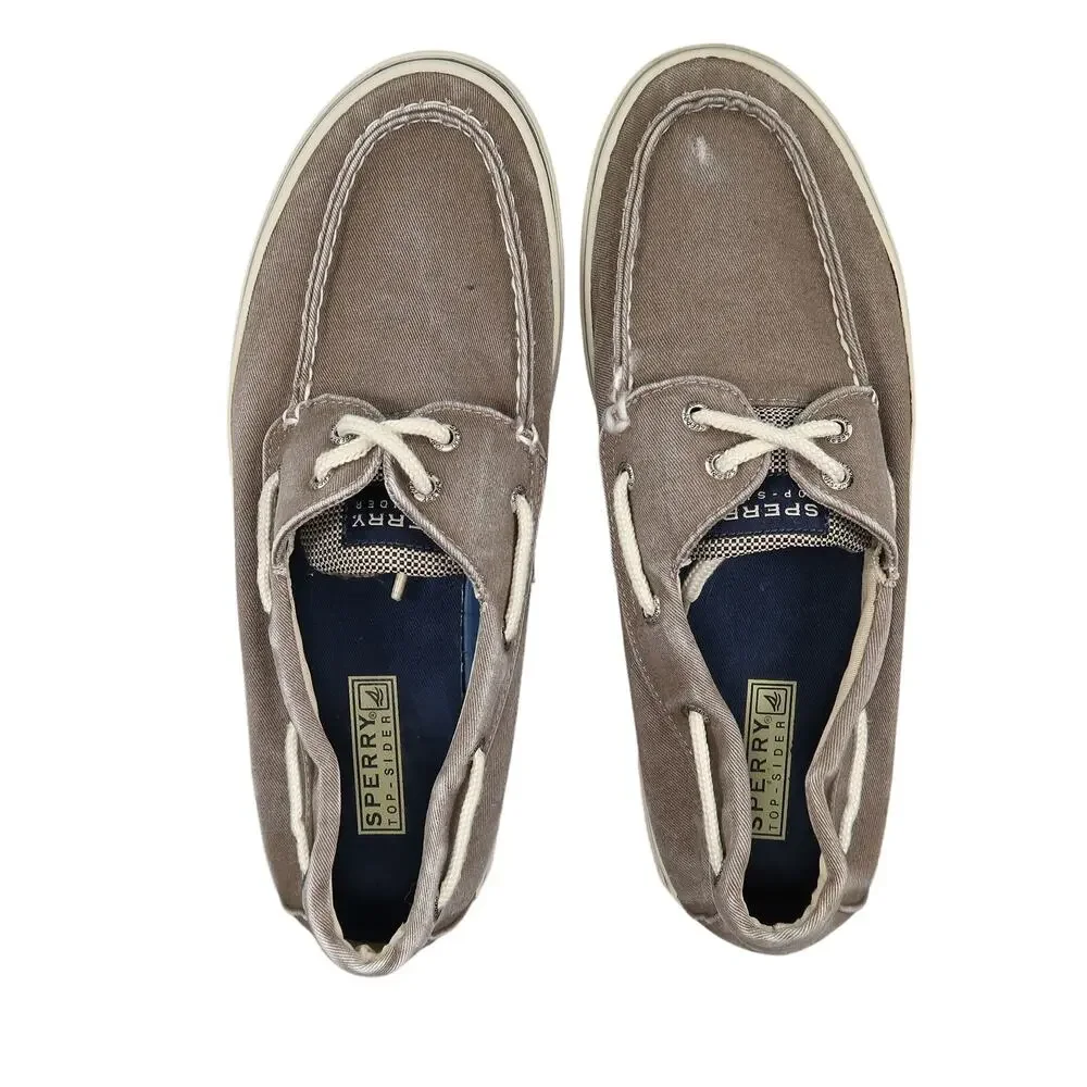 Sperry Boat Shoes Mens 9.5 Halyard 2 Eye Sneakers Canvas Moc Casual Round Toe